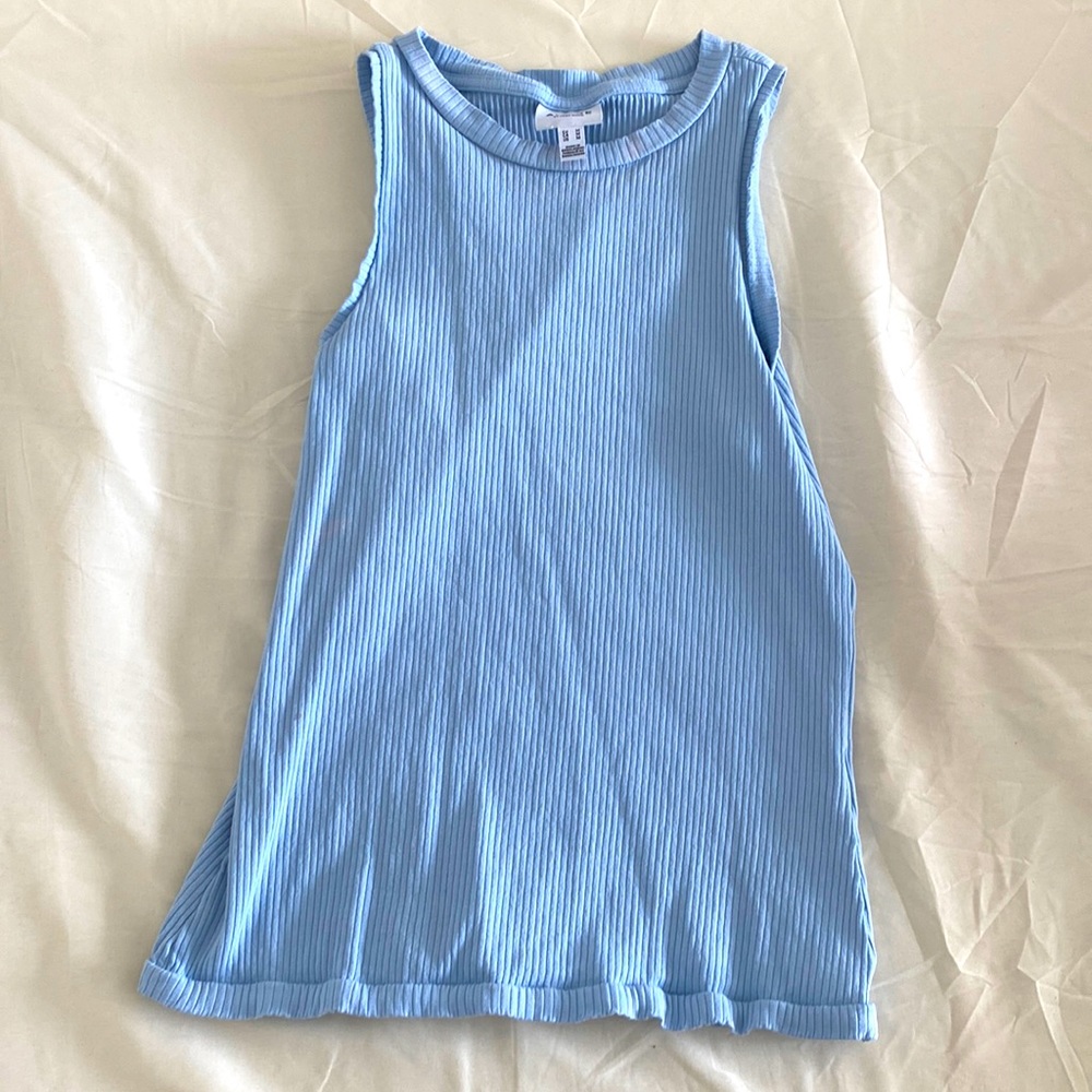 Light Blue Ribbed Tank Top